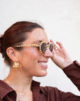 Georgie Toasted Moxie Checkered Sunglasses on model