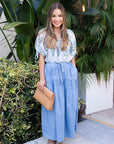 Velvet Loui Tie Waist Midi Skirt full body