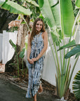 Iggy Rib Maxi Dress Cyan Nexus Wash front view