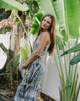 Iggy Rib Maxi Dress Cyan Nexus Wash side view