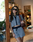Simkhai Danita Drawstring Stripe Short close up