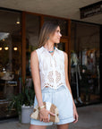 Hevron Katja Eyelet Top front