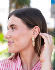 K. Bailey Moonstone Pink Quartz Triangle Earrings