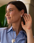 Jenny Bird Portia Earrings in Silver on ear