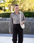 Anna Cropped Shirt Plaid and Miro Jean close up