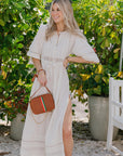 Clare V Midi Sac with Stripes from afar with outfit