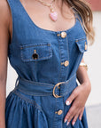 Karina Grimaldi Katerina Denim Mini Dress super close up