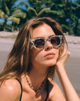 Devon Granita Sunglasses on model with average square face shape