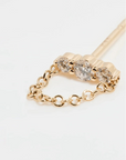 Single Graduated Diamond Bar Chain Stud Earring super close up