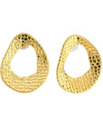 Pair of gold hoop earrings on a white background