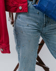 Lexi Mid Rise Bowed Straight Jean super close up