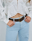 Odessa Suede Belt on model