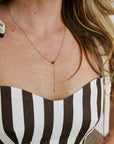 Tiger Eye Stella Necklace with striped top