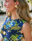 Zeina Slim Chain and Rue Pendant Necklace with foral dress