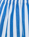 Close-up of blue and white striped fabric