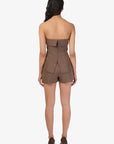 London Strapless Plaid Top with matching short, back view