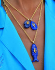 Lapis Hand Pendant with other charms
