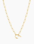 Finn Paperclip Charm Necklace front view showing how the hinge opens