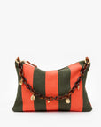 Flat Clutch with Tabs front view with bag strap with charms