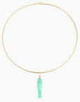 Fortuna Chrysoprase Fish Charm on collar