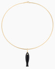 Fortuna Onyx Fish Charm on collar