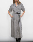 Vanisa Stripe Midi Shirt Dress front view