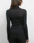 Astra High Neck Long Sleeve Sheer Knit Top back view
