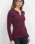 Elena Striped Polo Knit Top side