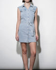 Madison Sleeveless Denim Mini Dress full body front