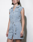 Madison Sleeveless Denim Mini Dress side view