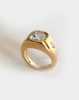 Giulia Pinky Ring Aquamarine standing up