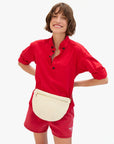 Grande Fanny Woven Checker Cream worn around waist