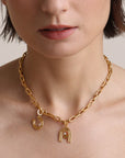 Groovy Diamond Horseshoe Hinged Charm on chain on model