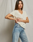 Hendrix V Neck Tee front/side view, size S