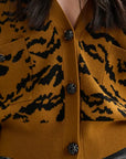 Icali Tiger Print Cardigan button detail