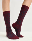 Ifari Zebra Jacquard Socks Margot Mauve on model