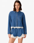 Garance Shirt front view on model with matching bottoms