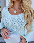 Sea Rue Knit Top Mint close up