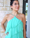 Poise Halter Maxi in Carribean close up