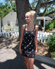 Velvet Elara Embroidered Tank Dress close up front