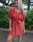 Velvet Greta Tie Waist Mini Dress