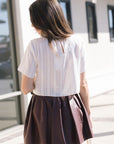 Josey Jacquard Stripe Tee and Bryar Leather Mini Skirt back view