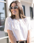 Josey Jacquard Stripe Tee close up front