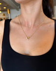 Pave Diamond Groovy Heart Big Bead farther back front view on necklace