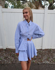 Stripe Cotton Peplum Shirt with matching skirt
