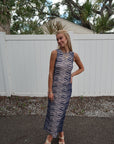 Salty Dress Navy Snake front view
