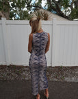 Salty Dress Navy Snake back view