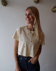 Crop Short Sleeve Tee with Pearls