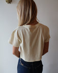 Crop Short Sleeve Tee with Pearls