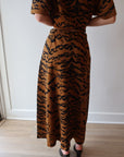 Italicca Tiger Print Knit Midi Skirt back close up